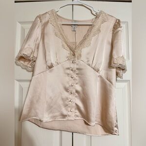 Joie Cream Lace Button Up Blouse